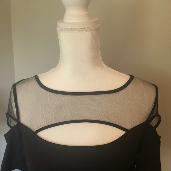TOBI brand black tunic blouse with mesh and cut out detailing - Picture 3 of 16